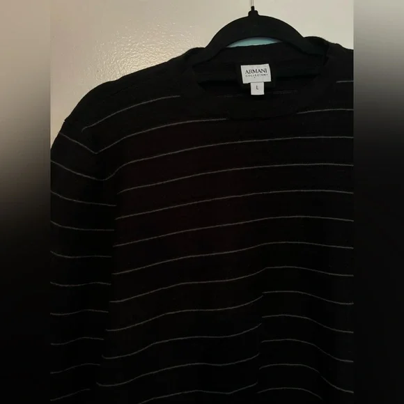 Armani Collezioni Men’s Black and White Striped Sweater - Picture 3 of 6
